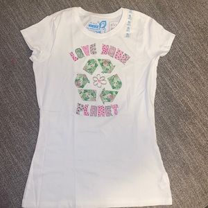 NEW Children’s Place Tee - Recycle theme in pretty glitter - size XL kids (14)